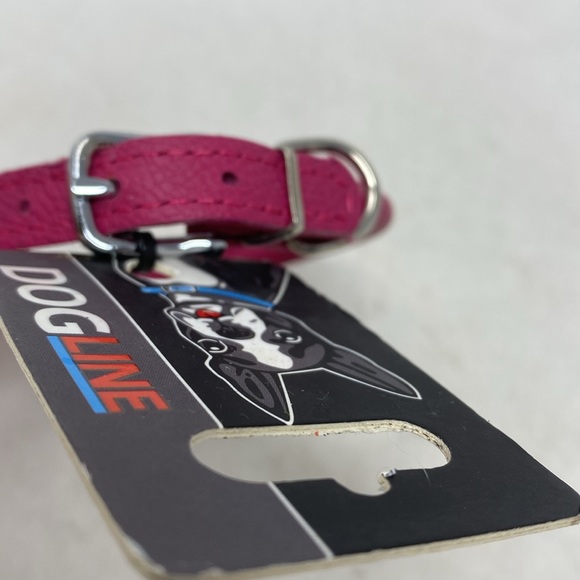 NWT Dogline Group Rounded Pink LeatherDog Collar - Picture 3 of 6